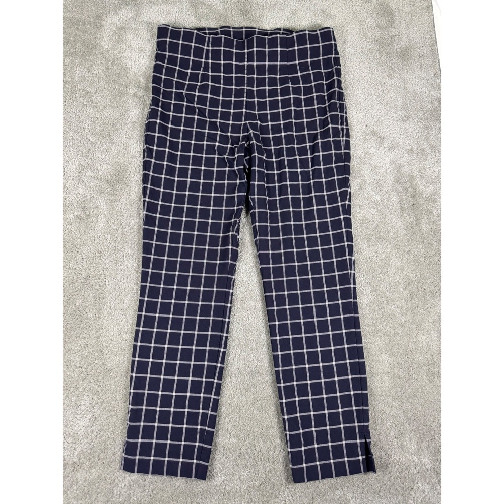 Tribal Audrey Navy Blue Windowpane Plaid Slim Ankle Pants 1565O-805 Womens 10